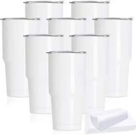 Xccme 730759736720 30oz Stainless Steel Sublimation Tumblers 8 Count Pack Of 1 White