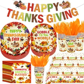 Xcvwz 793463206415 188pcs Thanksgiving Party Supplies Happy Banner Tab
