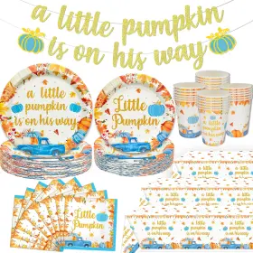 Xcvwz 793463206521 170pcs A Little Pumpkin Is On His Way Baby Shower Party Decorations Pu