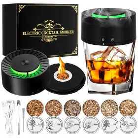 Sm002 Xdtime 796926201392 Electric Whiskey Smoker Kit Rechargeable Cocktail Luminous Style Black