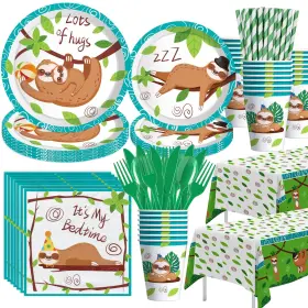 Nok0007 Xenorik Sloth Birthday Party Supplies - Decorations Tableware Plate Cup