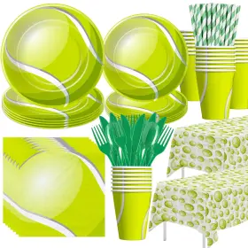 Nok0275 Xenorik Tennis Party Decorations Tableware For Birthday Baby Shower Green