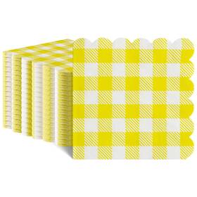 Xiangqu G3613k-11-n 120 Pcs Yellow Gingham Napkins 10 X Inches And White