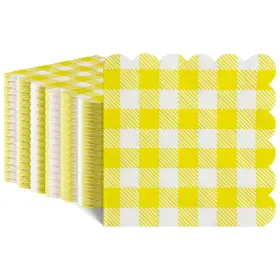 G3613k-11-n Xiangqu 120 Pcs Yellow Gingham Napkins 10 X Inches And White