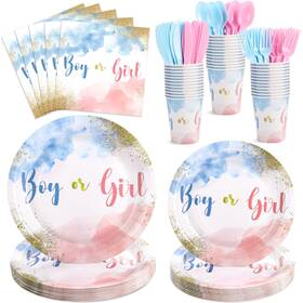 Xiangqu G3645k-11-n 175 Pcs Gender Reveal Plates And Napkins Boy Or Girl Party Dec