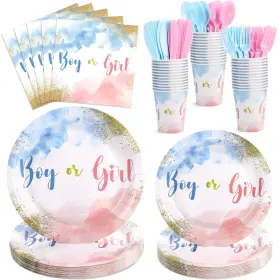 G3645k-11-n Xiangqu 175 Pcs Gender Reveal Plates And Napkins Boy Or Girl Party Dec