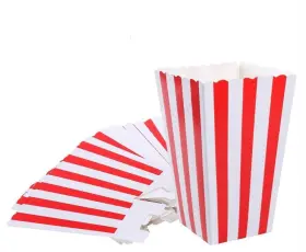 Xiehe 758232323557 Red Striped Popcorn Boxes - Carnival Parties Mini Paper And Candy Con