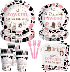Xigejob 445050452400 Western Cowgirl Baby Shower Plates And Napkins Decorations Tableware Pl