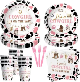 Xigejob 445050452400 Western Cowgirl Baby Shower Plates And Napkins Decorations Tableware Pl