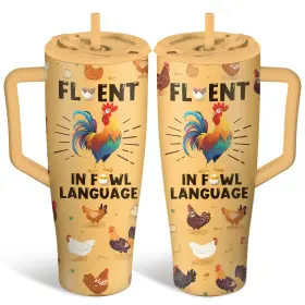 Ca02-chicken1-40oz-tumbler Xiiai 40 Oz Chicken Tumbler With Handle And Straw - Reusable Ounces Chicken1