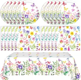 Xiliconie 445025424432 41 Pcs Wildflower Party Decorations Floral Theme Disposable Tableware