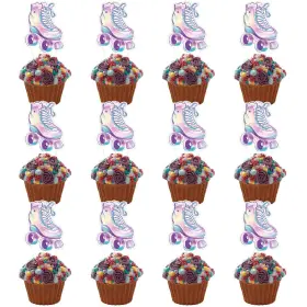 Xiliconie 759041229719 24pcs Roller Skates Cupcake Toppers Supplies-boy Girl 1st Birthday Party Deco