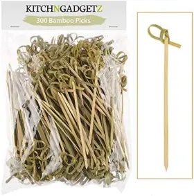 Ximito 600649564590 Bamboo Cocktail Picks - 300 Pack 4.1 Inch With Looped Knot Great For Co