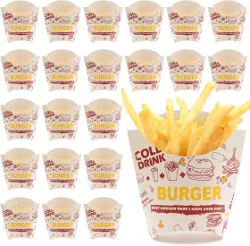 Xiyaxivici 705353565861 100pcs French Fry Box Fries Holder Cardboard Cups Paper Burger