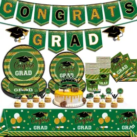 Sd66 Xiyifeng Green Graduation Plates And Napkins Class Of 2024 Congrats Grad Decoration Serve