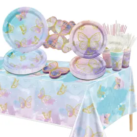 Jy-10 Xjlantte 166 Pcs Butterfly Birthday Decorations - Including Paper Plates Na