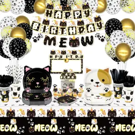 Jy-14 Xjlantte 222 Pcs Cat Birthday Party Decorations - Balloons Black White L