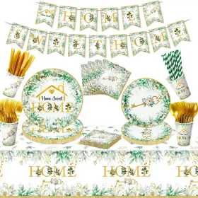 Jy-63 Xjlantte 162 Pieces Housewarming Party Decorations - Including House Green Gold White
