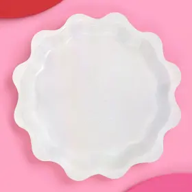 Xo Fetti 810148831981 White Shimmer Wavy Foil Plates 25 Pcs Bachelorette Decorations Happy Birthday