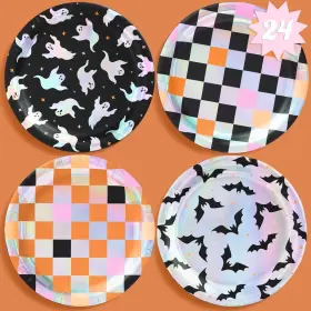 Xo Fetti 810148833343 Halloween Plates - 24 Pcs Tablescape Spooky Season Setting Haunt