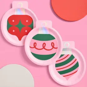 Xo Fetti 810148833831 Christmas Ornament Paper Plates - 24 Pcs Xmas Party Tablescape Holiday D Inch