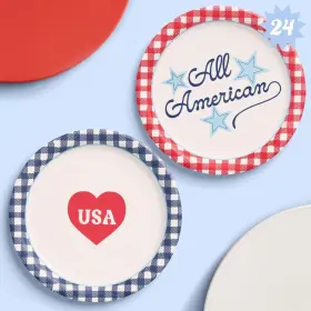 Xo Fetti 810148836054 All American Usa Paper Plates 24 Pcs 9 Inch 4th Of July Tableware Souther