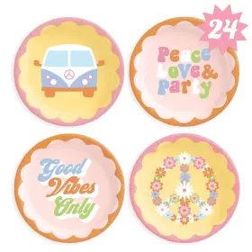 Xo Fetti 850041911335 Groovy Paper Plates - 24 Pk 9 Inch Happy Pastel Birthday Party Decorat