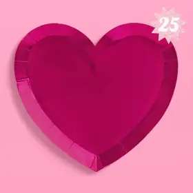 Xo Fetti 850041911724 Hot Pink Foil Heart Plates 25 Pack Vday Cake Happy Birthday Party Decor