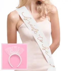 Xo Fetti 850046876202 Bachelorette Party Sash Bride Headband White Rose Gold Decoration Bridal Shower