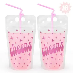 Xo Fetti 850046876868 Cheers Drink Pouches 16 Straws Bachelorette Party Decorations Birthd