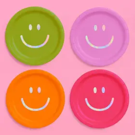 Xo Fetti 850052441104 Smiley Face Paper Plates - 25 Pk 9 Birthday Party Supplies Groovy