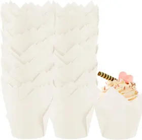 Xp-mj-bake-w200 Xp-art 200pcs Tulip Cupcake Liners Parchment Baking Cups Standard White