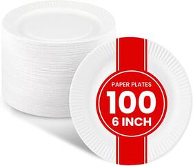 Xpresspak 850061156020 Small Paper Plates - 100-pack 6-inch Round White 6 Inch