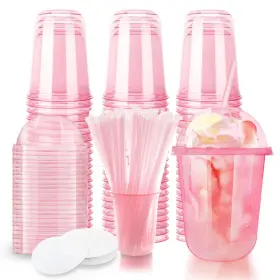 Uy-58 Xuelimei 16oz Disposable Stemless Glasses With Dome Lids And Straws Pet Dri
