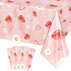 3rzazcmsr003 Xueliren 3pcs Strawberry Birthday Party Tablecloth For Girls Berry First Themed Happy 1st