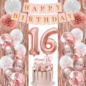 Srzs-001 Xxscing Sweet 16 Party Decorations 16th Birthday For Girls Rose Gold Happ
