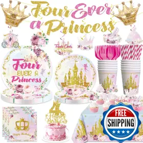 B0fy6fwf3l Xynic 201pcs Four Ever A Princess Birthday Decorations Tableware Set Serves 25