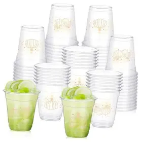 Kas-yaomiao-1566 Yaomiao 100 Pcs Fall Pumpkin Plastic Cups Bulk 12 Oz Thanksgiving Party Favor