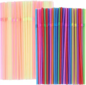W-058 Yaosheng 200pcs Disposable Plastic Drinking Straws - Standard Multicolor