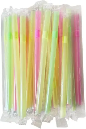W050 Yaosheng 100 Pcs Flexible Drinking Straws Individually Standard Polychrome