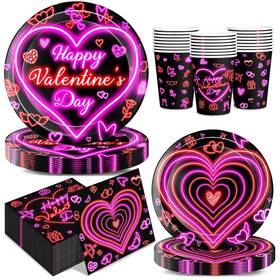 Yavxzvbw 3ct-valentin51126 Valentines Day Plates And Napkins Sets 96pcs Party Supplies Pink