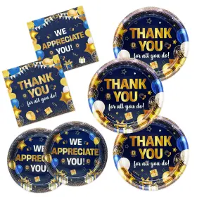 Yavxzvbw 793463210122 144pcs Thank You Party Plates Napkins We Appreciate Decorations