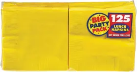 Year-round 192937243558 Premium Yellow Sunshine Luncheon 2-ply Paper Napkins - 6.5 Inch X 100 Pc