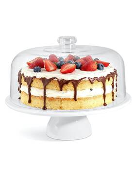 Yedio Y112 12 Inch Porcelain Cake Stand With Dome White Round