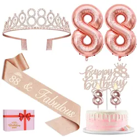 Bcr88 Yeohjoy 88th Birthday Decorations For Women Including Sash And Tiara Ca