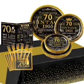 P-can70h Yeohjoy 70th Birthday Party Tableware Set Back In 1955 Supplies D