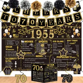 Pb-h1954 Yeohjoy 70th Birthday Decorations For Men Women 16pcs Back In 1954 Banner Including