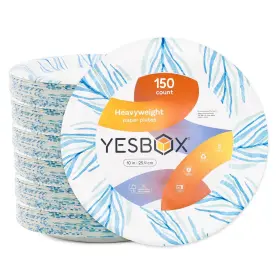 Yesbox 611624138934 Paper Plates 10 Inch Compostable Party Pack Of 150 Microwave Safe C