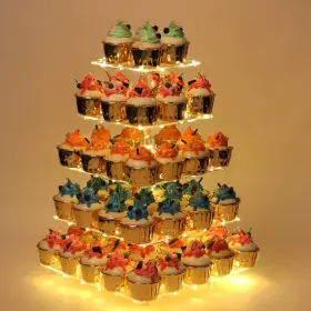 Vo-j50s-f6oy Yestbuy Cupcake Stand - Premium Holder 5 Tier Square Yellow