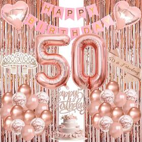 Ygsepcc 743352445715 50th Birthday Decorations For Women Crown And Sash Rose